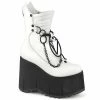 DEMONIA Kera-130 D-White Screw Studs Chains Triangle Ring Platforms Knee Boots
