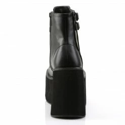 DEMONIA Kera-21 Black Platform Faux Lace Up Buckled Cuff Ankle Boots Heels