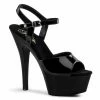 PLEASER Kiss-209 Black Patent Dancer Club Strap Platform 6" Heels 5-14