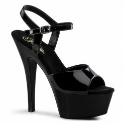 PLEASER Kiss-209 Black Patent Dancer Club Strap Platform 6" Heels 5-14