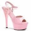 PLEASER Kiss-209 Baby Pink Patent Dancer Club Strap Platform 6" Heels 5-14