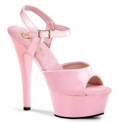 PLEASER Kiss-209 Baby Pink Patent Dancer Club Strap Platform 6" Heels 5-14