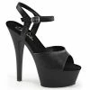 PLEASER Kiss-209 Black Faux Leather Dancer Club Strap Platform 6" Heels 5-14