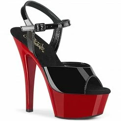 PLEASER Kiss-209 Black Patent Red Dancer Club Strap Platform 6" Heels 5-14
