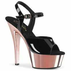 PLEASER Kiss-209 Pink Rose Gold Chrome Dancer Club Strap Platform 6" Heels 4-13