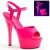 PLEASER Kiss-209 UV Reactive Neon Pink Dancer Club Strap Platform 6" Heels 4-13