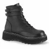 DEMONIA LILITH-152 Women's Black Double Buckle Strap Zip Goth Cyber Boots