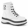 Heels DEMONIA LILITH-152 Women's White Double Buckle Strap Zip Goth Cyber Boots