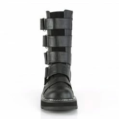 Heels DEMONIA Lilith-211 Black Elastic Front Panel Hook & Loop Straps Goth Boots