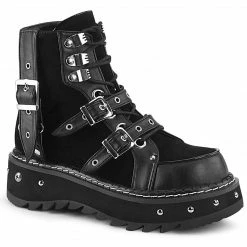 DEMONIA Lilith-278 Women's Black Vegan Leather Suede Goth 1.25" Platform Boots