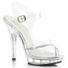 FABULICIOUS Lip-108R Clear Ankle Strap Rhinestones Party Club Dress 5" Heels