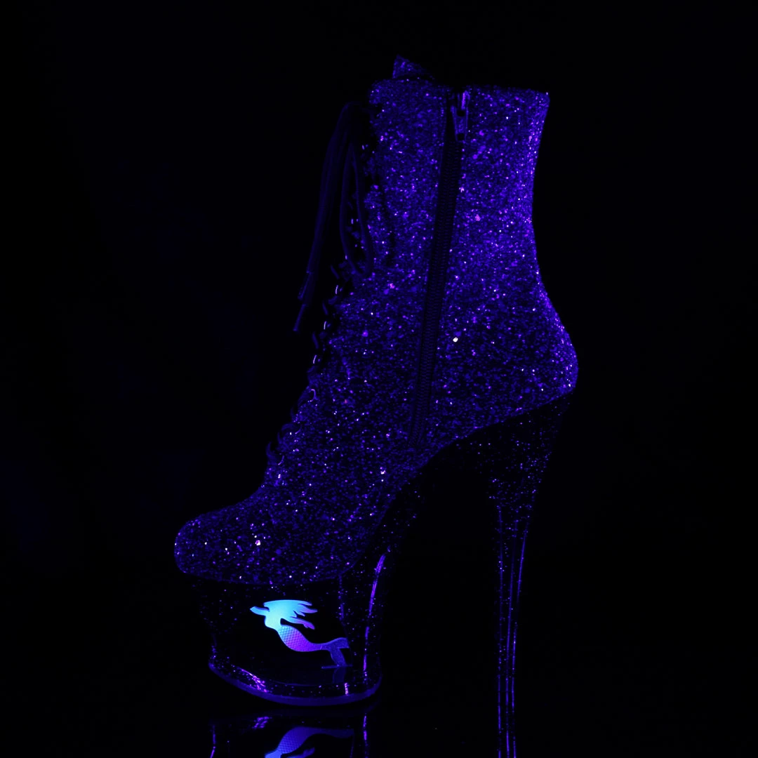 PLEASER Moon-1020MER Purple Black Ombre Glitter Mermaid Stripper Pole 7" Boots