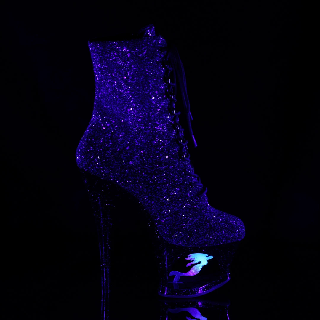 PLEASER Moon-1020MER Purple Black Ombre Glitter Mermaid Stripper Pole 7" Boots