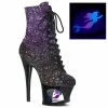 PLEASER Moon-1020MER Purple Black Ombre Glitter Mermaid Stripper Pole 7" Boots