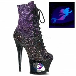 PLEASER Moon-1020MER Purple Black Ombre Glitter Mermaid Stripper Pole 7" Boots