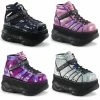Boots DEMONIA Neptune-100 Glitter Mens Unisex UV Reactive Goth Punk Cyber Platform Boot