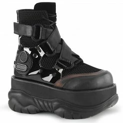 Boots DEMONIA Neptune-126 Mens Criss Cross Strap Unisex Goth Punk Cyber Platform Boot