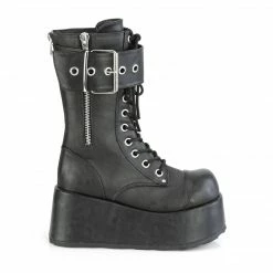 DEMONIA PETROL-150 Black Vegan Leather Men's Unisex Zipper Buckle Goth Boots