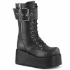 DEMONIA PETROL-150 Black Vegan Leather Men's Unisex Zipper Buckle Goth Boots