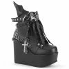 DEMONIA Poison-107 Black Stud Spike Batwing Cross Pentagram Skull Platform Boots Shoes