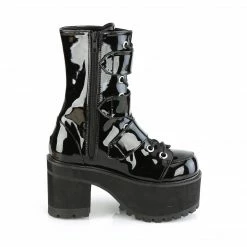DEMONIA Ranger-308 Women's Patent Goth Alternative Combat Platforms Boots