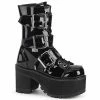 DEMONIA Ranger-308 Women's Patent Goth Alternative Combat Platforms Boots
