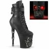 PLEASER Rapture-1020STR-LT Black Faux Leather/Black Matte/Rubbed Silver