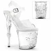 PLEASER Rapture-808 Clear Skull Finger Bone Goth Exotic Pole Dancer Club 8" Heel Heels
