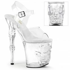 PLEASER Rapture-808 Clear Skull Finger Bone Goth Exotic Pole Dancer Club 8" Heel Heels