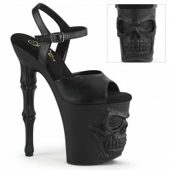 PLEASER Rapture-809 Black Skull Finger Bone Goth Exotic Pole Dancer Club 8" Heel