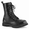 DEMONIA Riot-10 Black Real Leather Mens Unisex Goth Rocker Biker Combat Boots