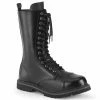 DEMONIA Riot-14 Black Real Leather Mens Unisex Goth Rocker Biker Combat Boots