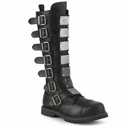 DEMONIA Riot-21MP Faux Vegan Leather Mens Unisex Goth Rocker Biker Combat Boots