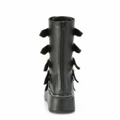 DEMONIA EMILY-330 Black Hologram White Vegan Leather Goth Heart Platform Boots