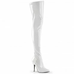 PLEASER Seduce-3000 White Drag Cross Dresser Thigh Boots 5" Heel Women's Sz 5-15