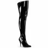PLEASER Seduce-3000WC Black Patent WIDE WIDTH Large Size Drag Boots 5-15