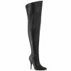 PLEASER Seduce-3000WC Black Faux Leather WIDE WIDTH Large Size Drag Boots 5-15