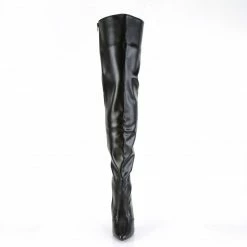 PLEASER Seduce-3010 Black Faux Leather Dancer Thigh High Boots Heels Sz 5-15
