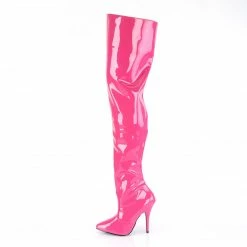 PLEASER Seduce-3010 Hot Pink Patent Dancer Thigh High Boots Stiletto Heels 5-15