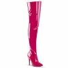 PLEASER Seduce-3010 Hot Pink Patent Dancer Thigh High Boots Stiletto Heels 5-15