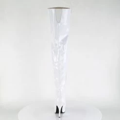 PLEASER Seduce-3010 White Patent Dancer Thigh High Boots Stiletto Heels Sz 5-15