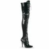 PLEASER Seduce-3024 Black Patent 5" Heels Drag Cross Dresser Thigh Boots 5-15