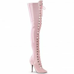 PLEASER Seduce-3024 Baby Pink Patent 5" Heels Drag Cross Dresser Thigh Boot 5-15 Boots