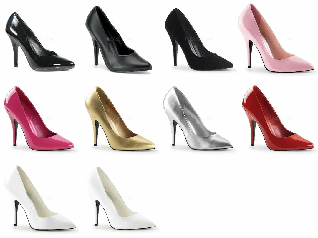 PLEASER Seduce-420 Patent PU Pointed Dress Work Large Plus Size Heels Pumps 4-15