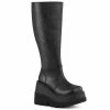 DEMONIA Shaker-100WC Black WIDE WIDTH CALF Goth Platforms Wedges Knee Boots