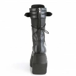DEMONIA Shaker-70 Horseshoe O-Ring Metal Studded Plate Goth Platform Calf Boots