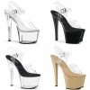 Heels PLEASER Sky-308 Clear Black Cream Pole Dancer Club Strap Platform 7" Heel 5-14