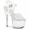 PLEASER Sky-308N-RBH Clear Hologram Holographic TPU Pole Dancer Club 7" Heels