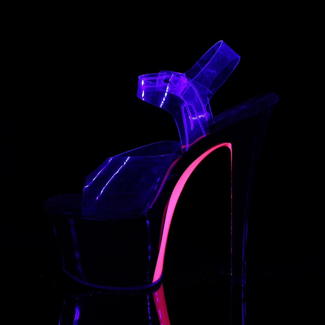 PLEASER Sky-308TT UV Reactive Stripper Pole Dancer Club Platforms 7" Heels 5-14