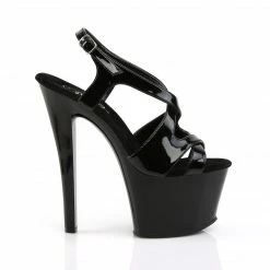 PLEASER Sky-330 Black Patent Criss Cross Strap Dancer Platforms 7